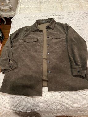 SHEIN Olive Brown Corduroy Shirt Jacket